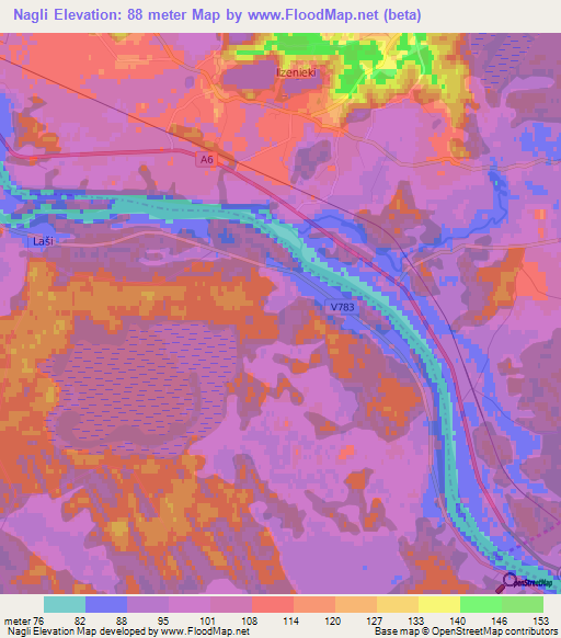 Nagli,Latvia Elevation Map