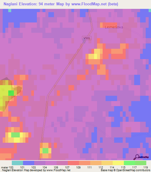 Naglani,Latvia Elevation Map