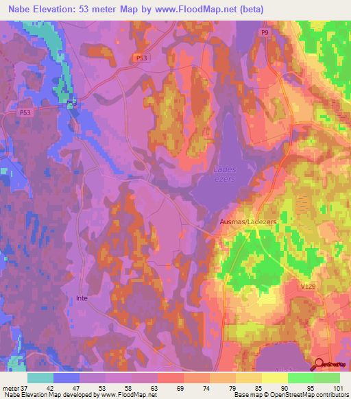 Nabe,Latvia Elevation Map