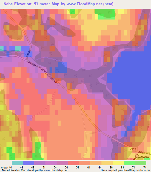 Nabe,Latvia Elevation Map