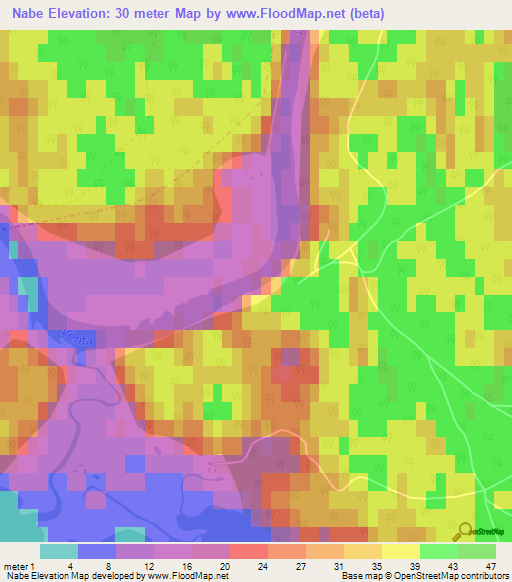 Nabe,Latvia Elevation Map