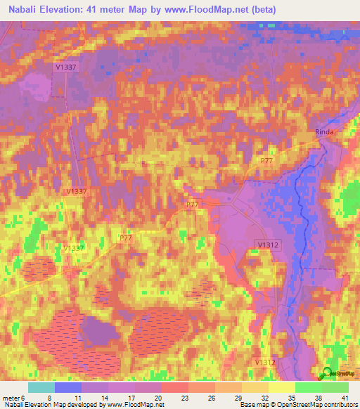 Nabali,Latvia Elevation Map