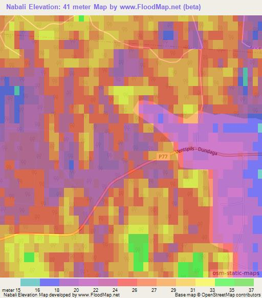 Nabali,Latvia Elevation Map