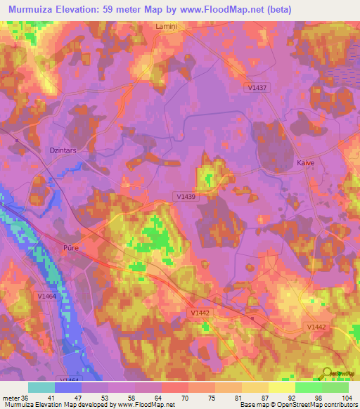 Murmuiza,Latvia Elevation Map