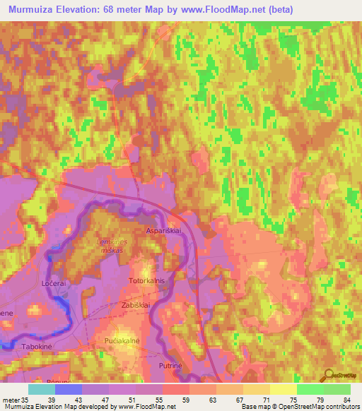 Murmuiza,Latvia Elevation Map