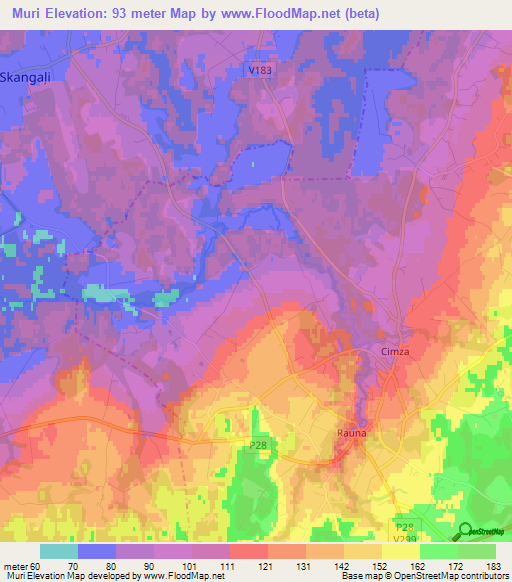 Muri,Latvia Elevation Map