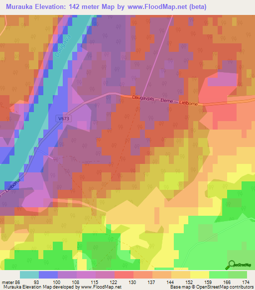 Murauka,Latvia Elevation Map