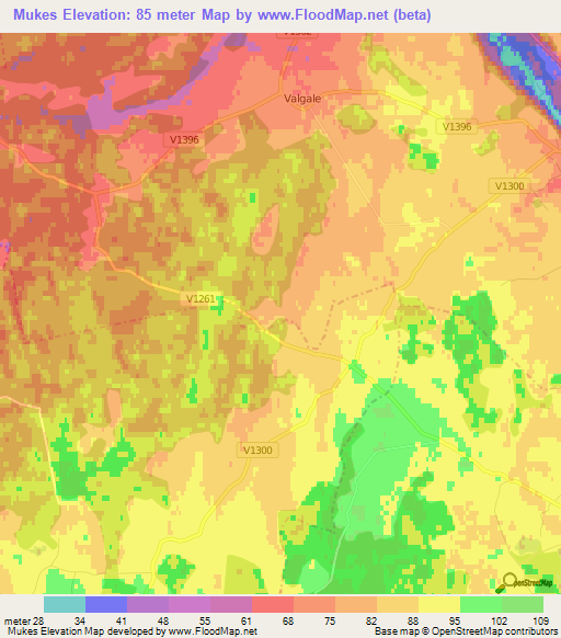 Mukes,Latvia Elevation Map