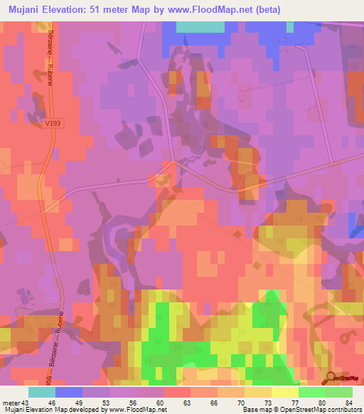 Mujani,Latvia Elevation Map