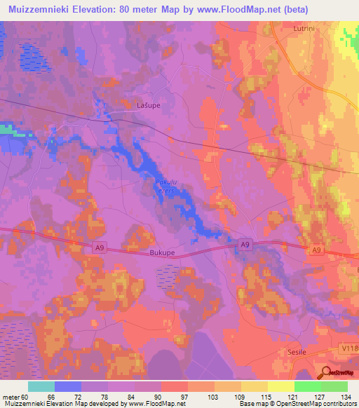 Muizzemnieki,Latvia Elevation Map