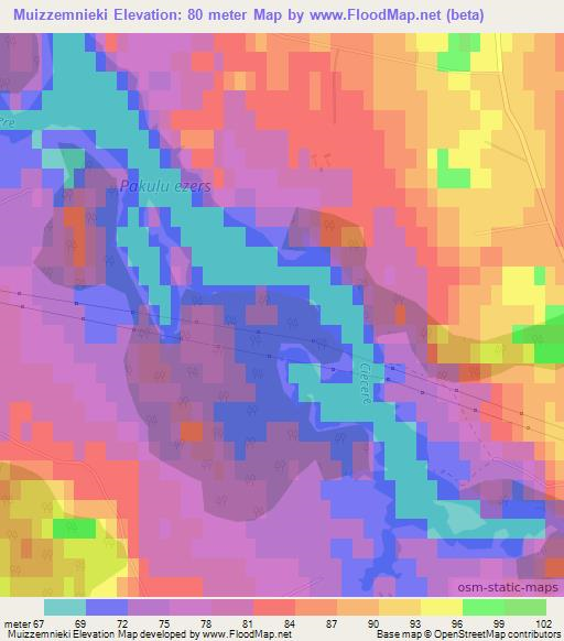 Muizzemnieki,Latvia Elevation Map