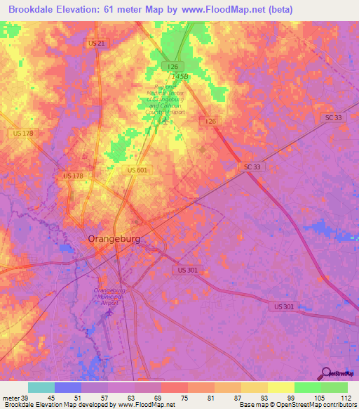 Brookdale,US Elevation Map