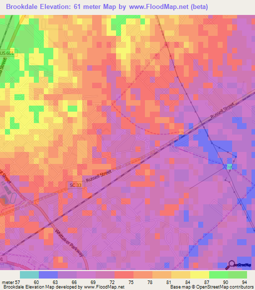 Brookdale,US Elevation Map