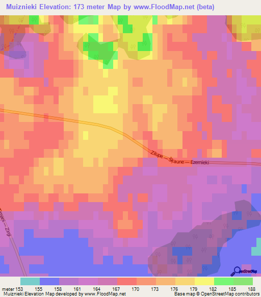 Muiznieki,Latvia Elevation Map