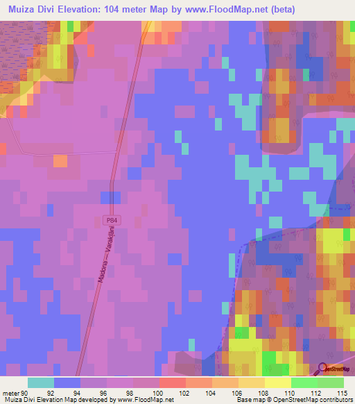 Muiza Divi,Latvia Elevation Map