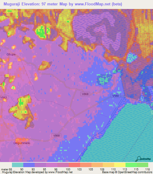 Muguraji,Latvia Elevation Map