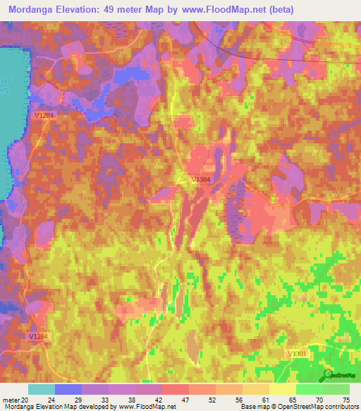 Mordanga,Latvia Elevation Map