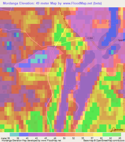 Mordanga,Latvia Elevation Map