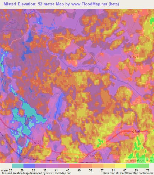 Misteri,Latvia Elevation Map