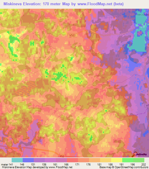 Miskineva,Latvia Elevation Map