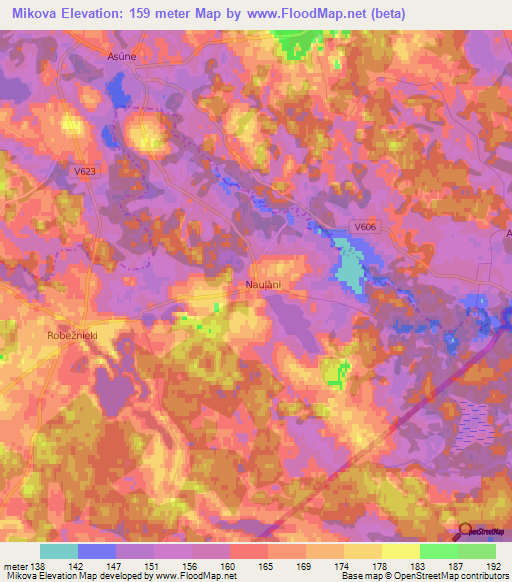 Mikova,Latvia Elevation Map