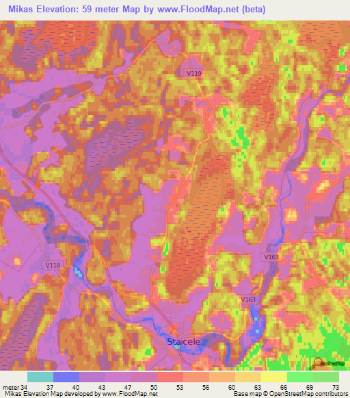 Mikas,Latvia Elevation Map