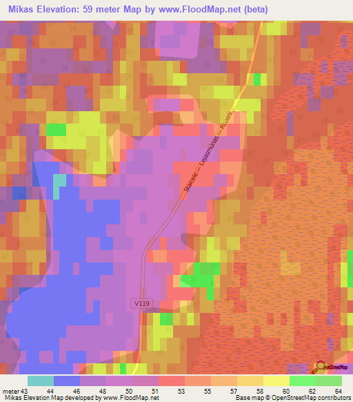 Mikas,Latvia Elevation Map