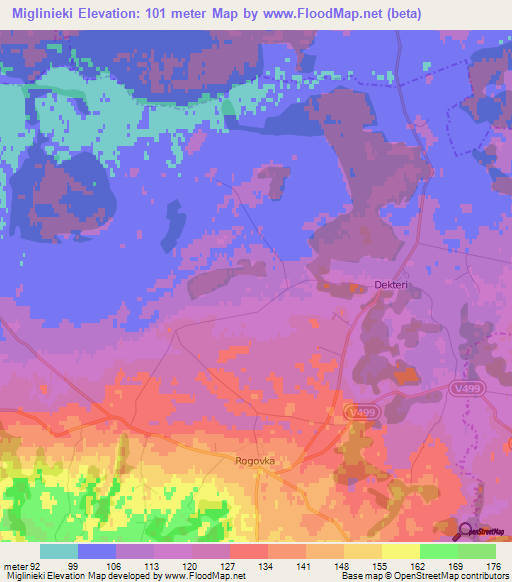 Miglinieki,Latvia Elevation Map