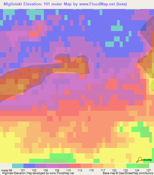 Miglinieki,Latvia Elevation Map