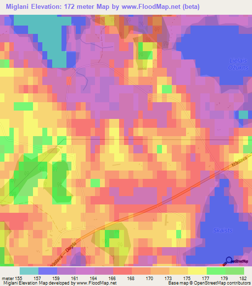 Miglani,Latvia Elevation Map