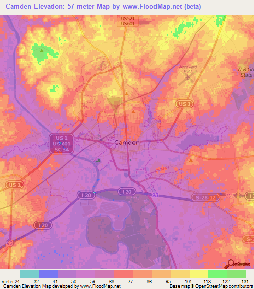 Camden,US Elevation Map