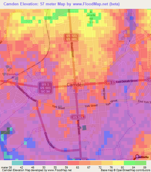 Camden,US Elevation Map