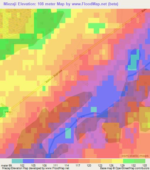 Miezaji,Latvia Elevation Map