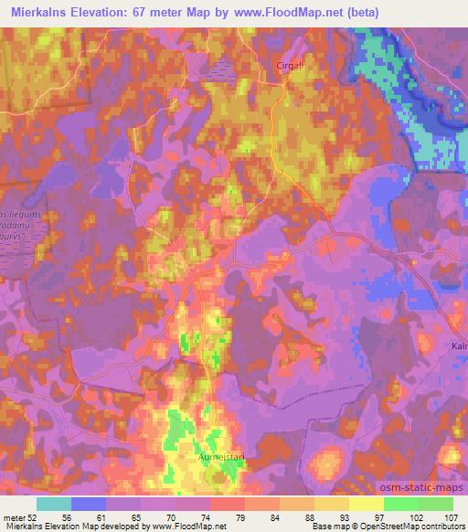 Mierkalns,Latvia Elevation Map