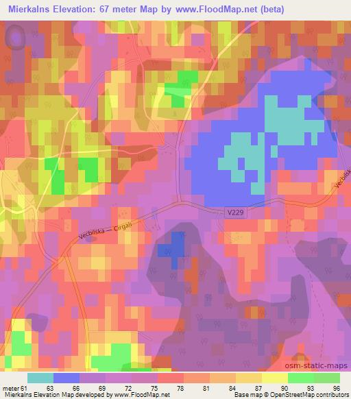 Mierkalns,Latvia Elevation Map