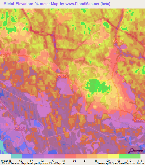 Micini,Latvia Elevation Map