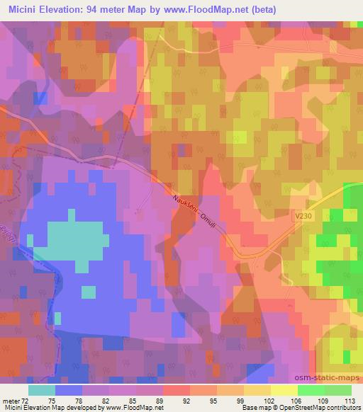 Micini,Latvia Elevation Map