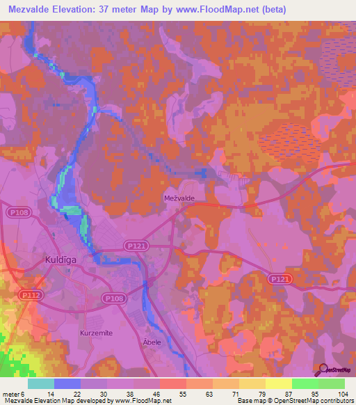 Mezvalde,Latvia Elevation Map