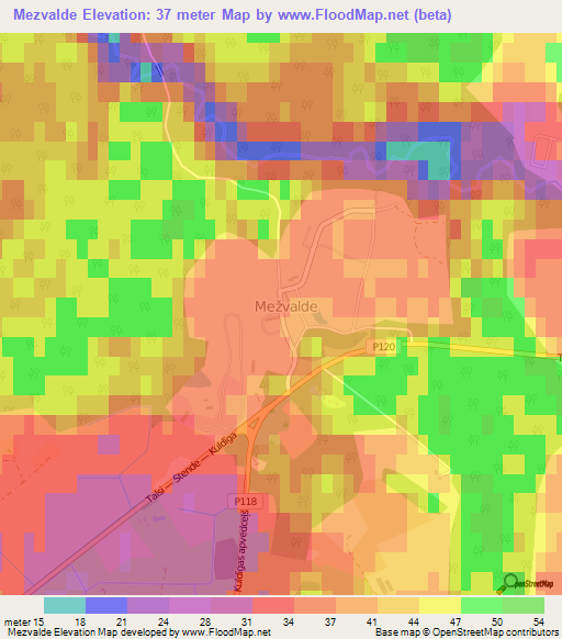 Mezvalde,Latvia Elevation Map