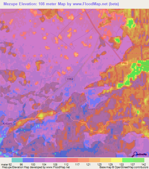 Mezupe,Latvia Elevation Map