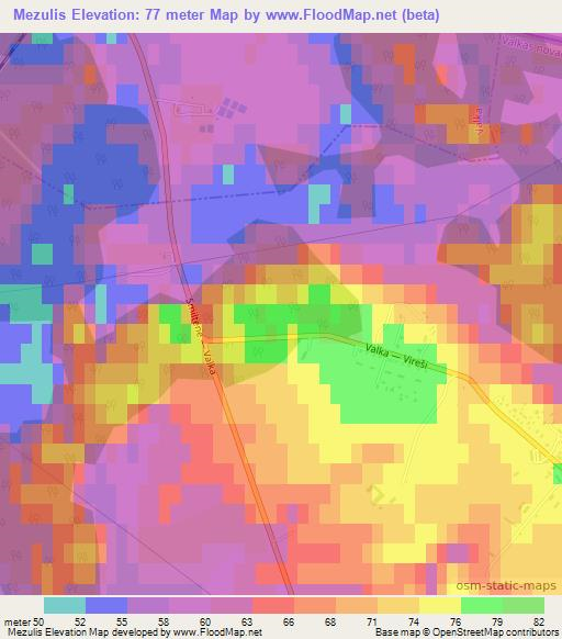 Mezulis,Latvia Elevation Map