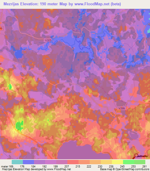 Mezrijas,Latvia Elevation Map