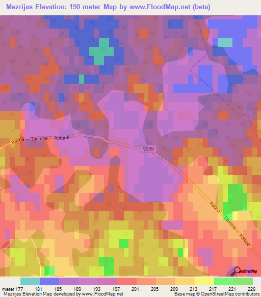 Mezrijas,Latvia Elevation Map