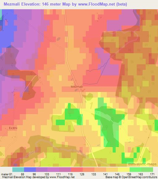 Mezmali,Latvia Elevation Map