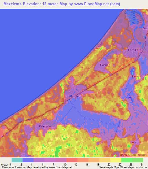 Mezciems,Latvia Elevation Map