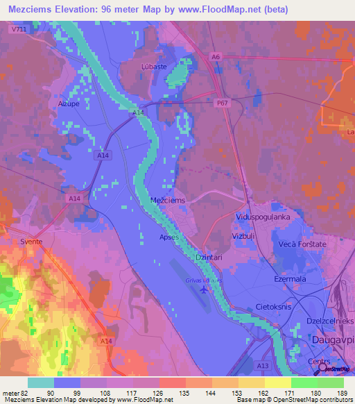 Mezciems,Latvia Elevation Map