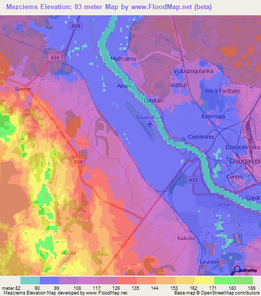 Mezciems,Latvia Elevation Map