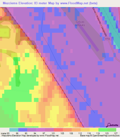 Mezciems,Latvia Elevation Map