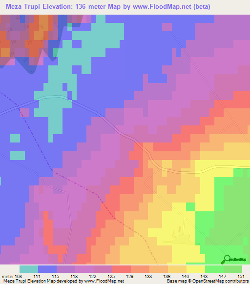 Meza Trupi,Latvia Elevation Map