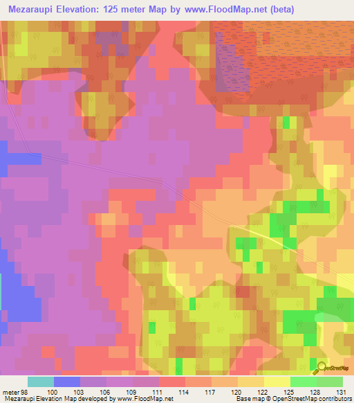 Mezaraupi,Latvia Elevation Map